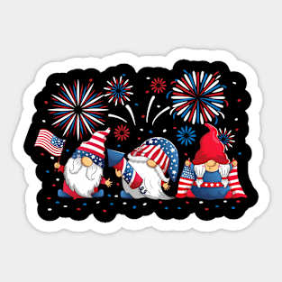 4th Of July American Gnomes Sticker